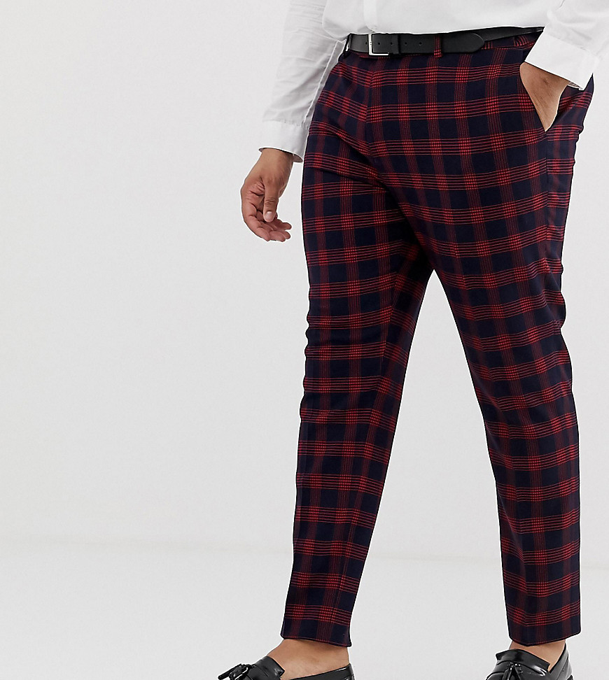 ASOS DESIGN Plus skinny suit trouser in check waffle texture