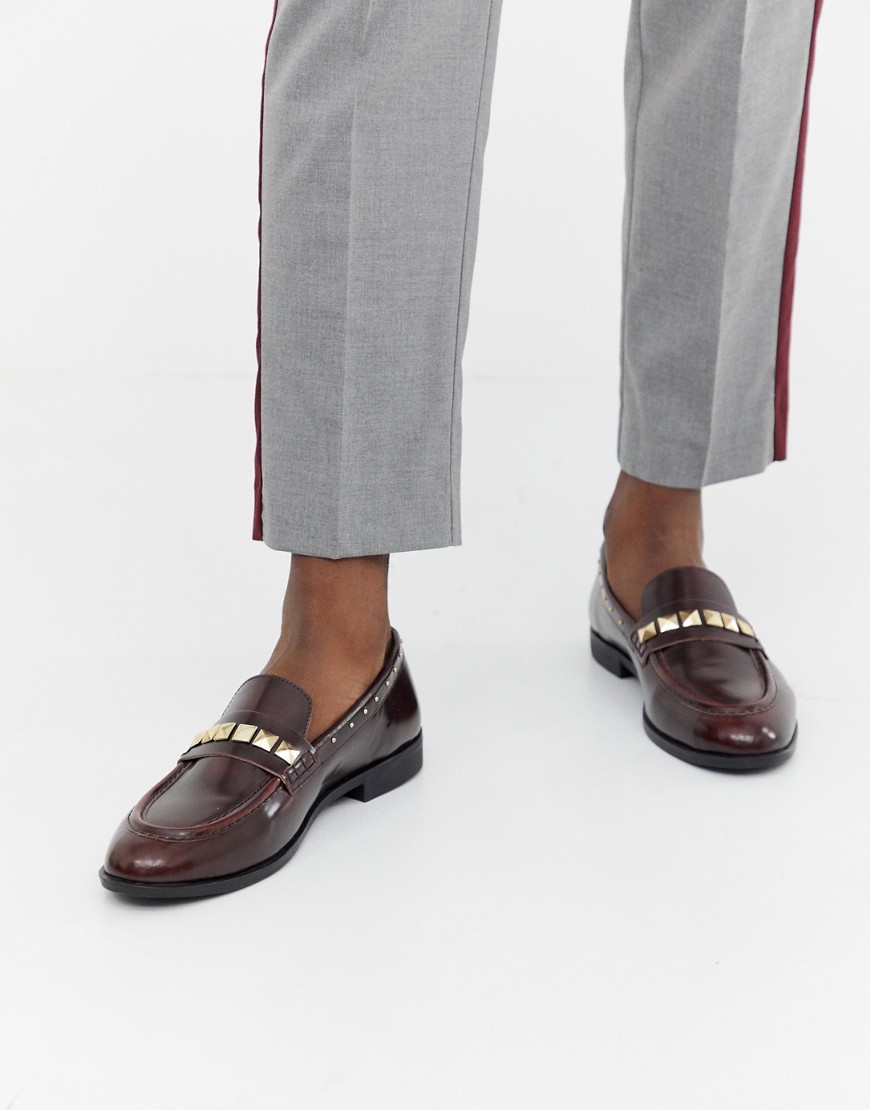 House Of Hounds Rex stud loafers in burgundy