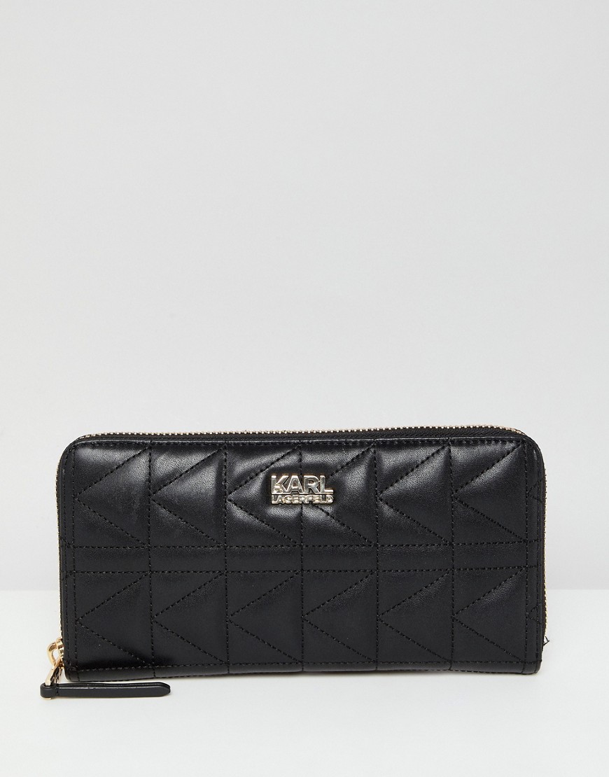 Karl Lagerfeld quilted zip around wallet