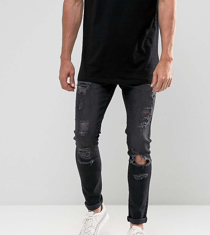 Brooklyn Supply Co Skinny Fit Jeans Washed Black Rip & Repair - Bk1 black 1