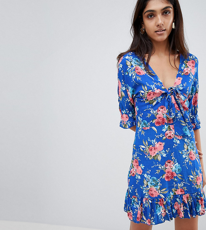 Parisian Tall Floral Tea Dress With Tie Front