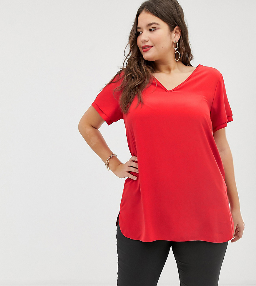 New Look Curve tunic tee in red