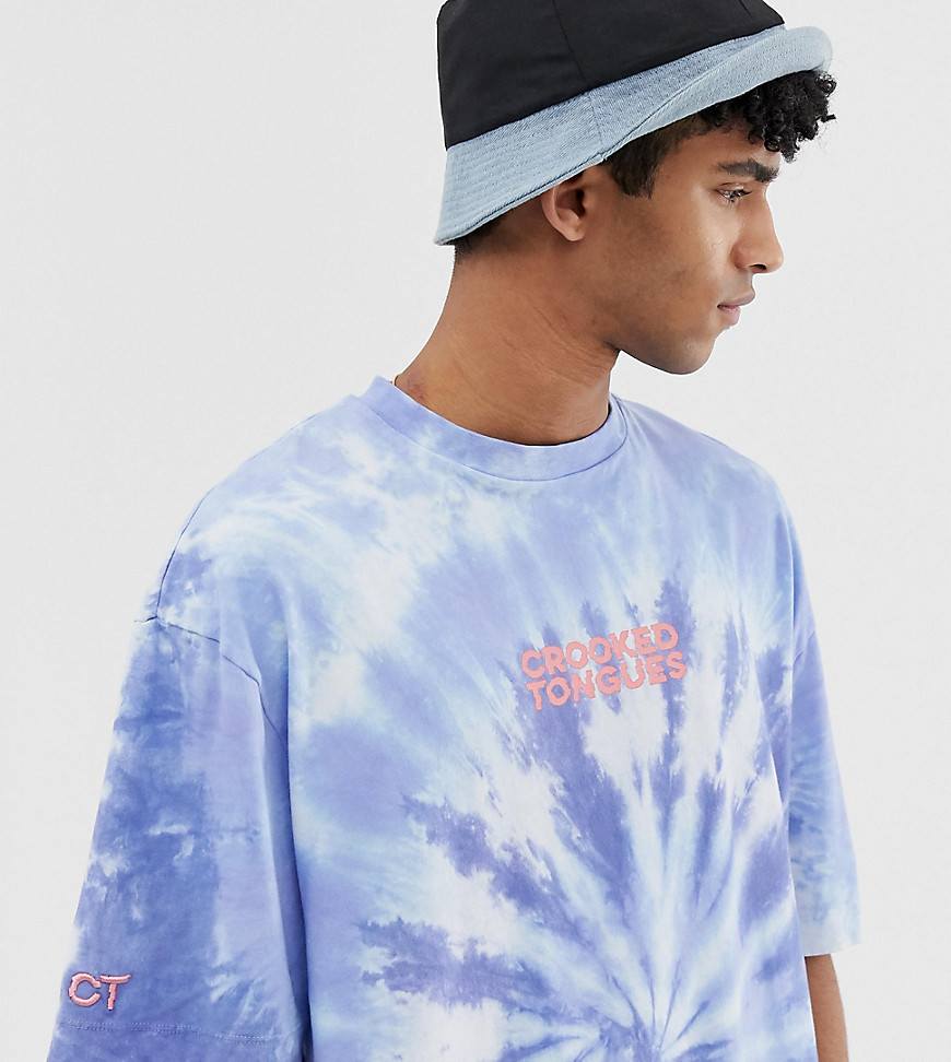Crooked Tongues oversized washed tie dye t-shirt with logo print
