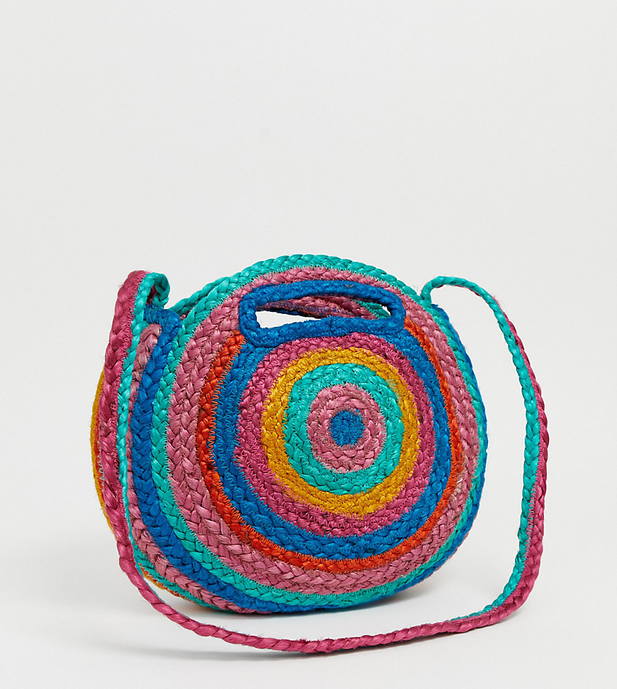 Pull&Bear round straw bag in rainbow