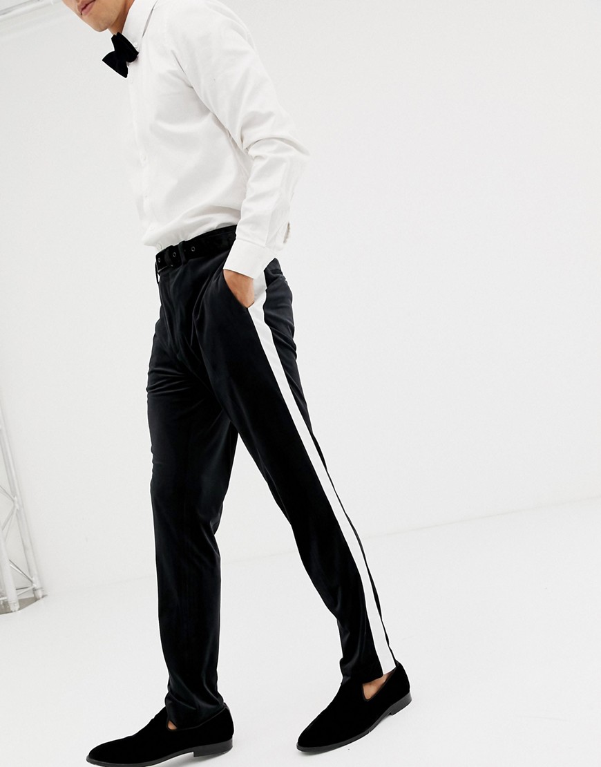 ASOS DESIGN skinny tuxedo prom suit trousers in black