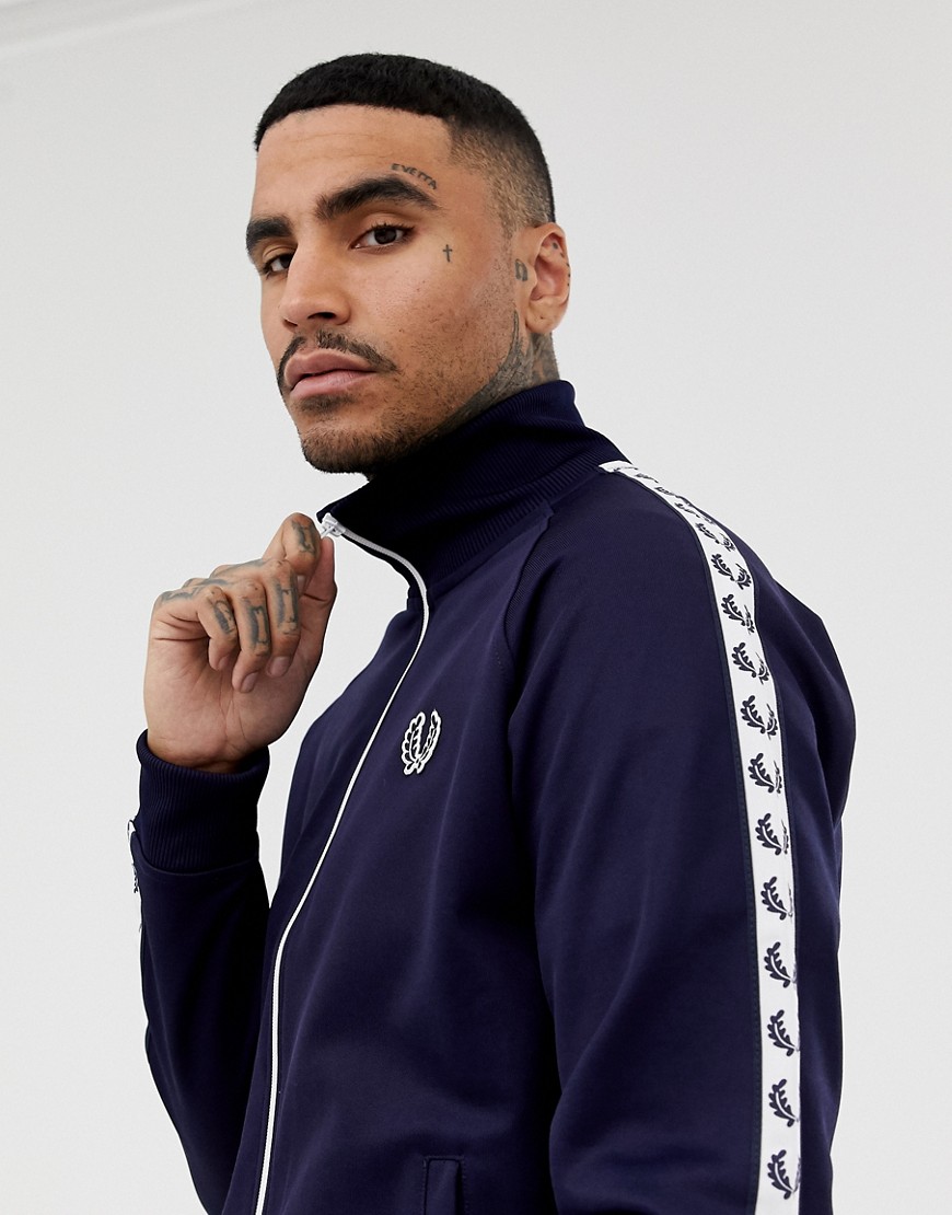 Fred Perry Sports Authentic taped track jacket in navy - Navy