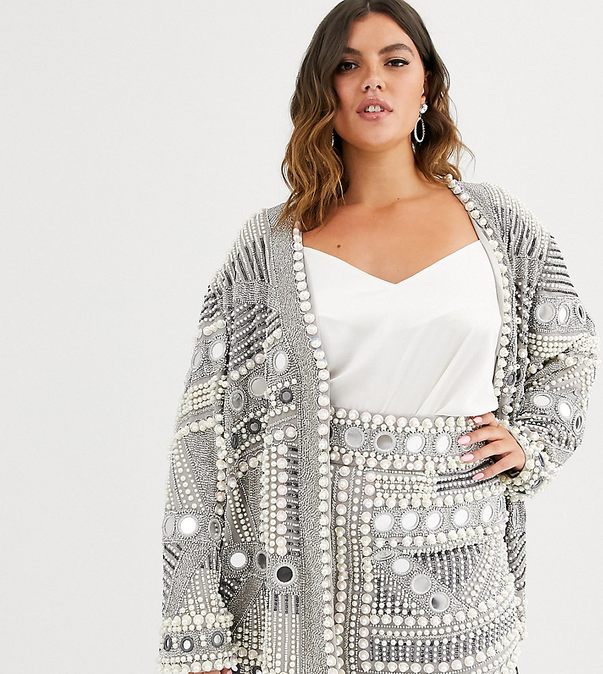 ASOS EDITION Curve mirror and pearl oversized jacket