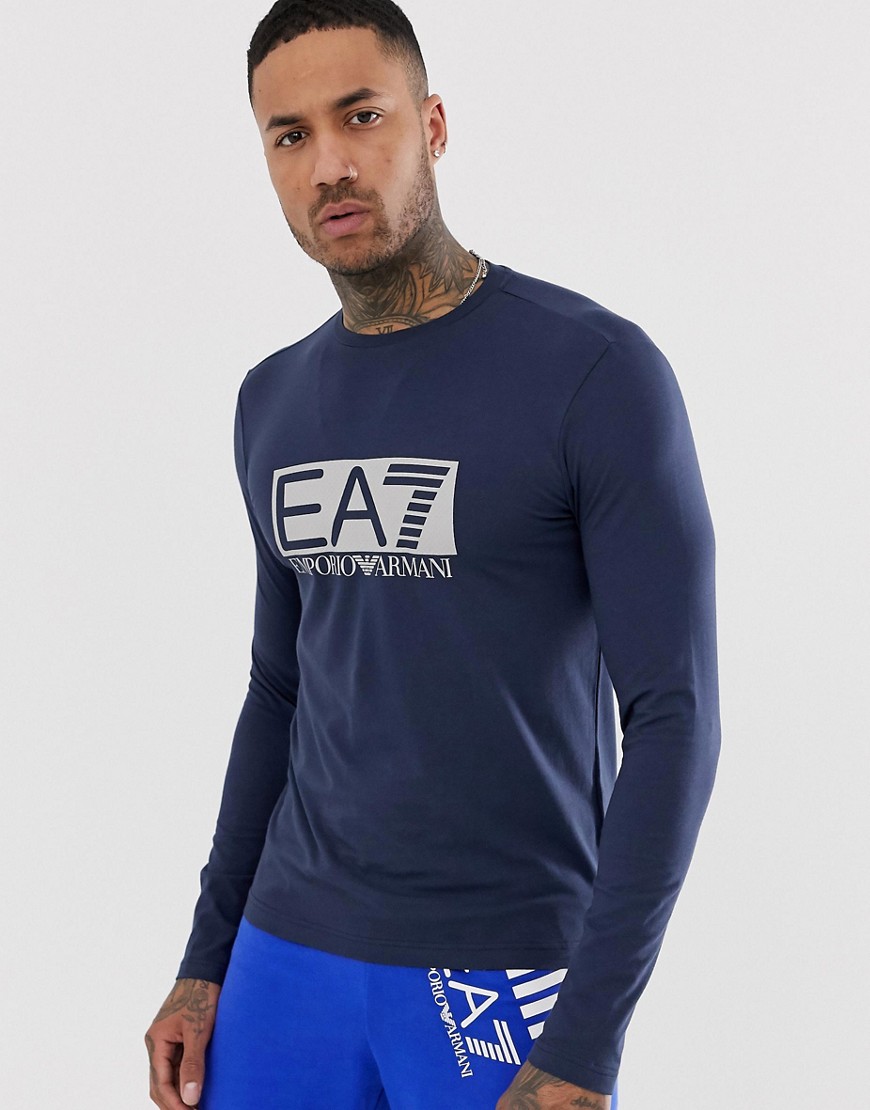 EA7 large logo long sleeve top in navy