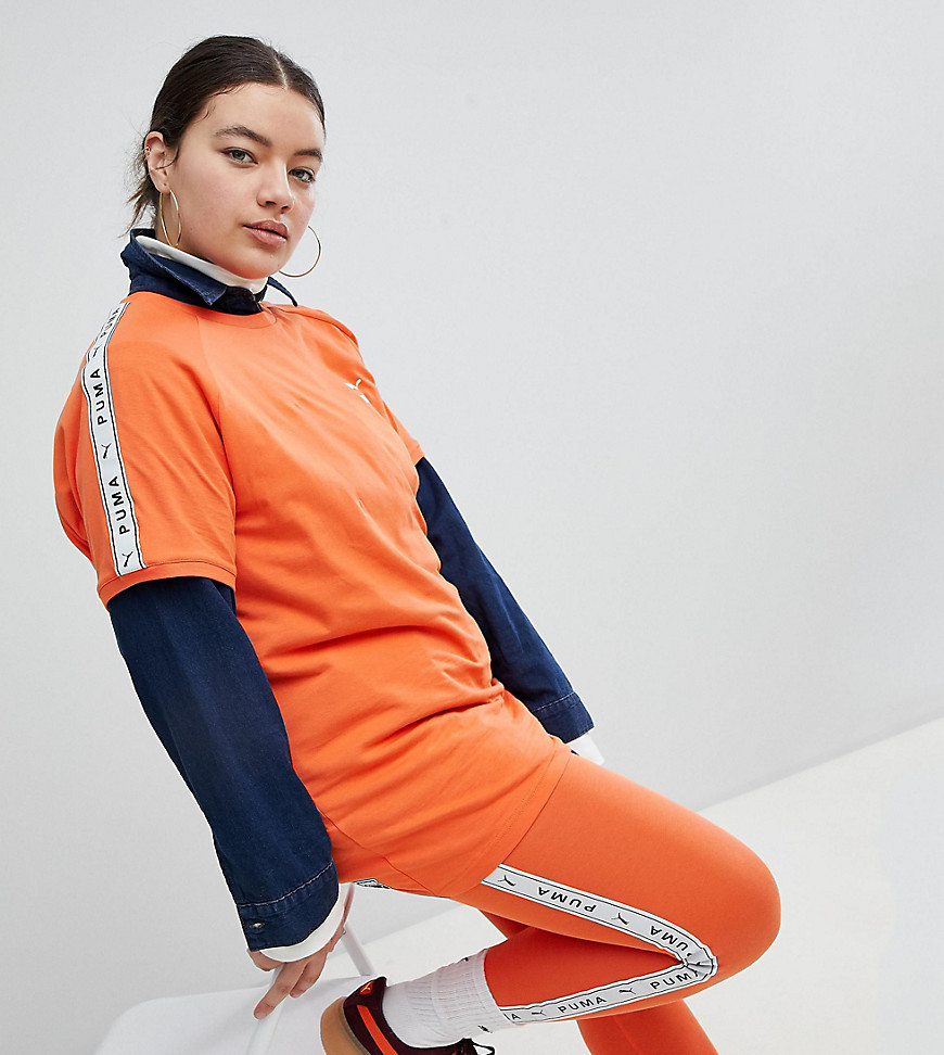 Puma Exclusive To ASOS Plus Taped Side Stripe Leggings In Orange
