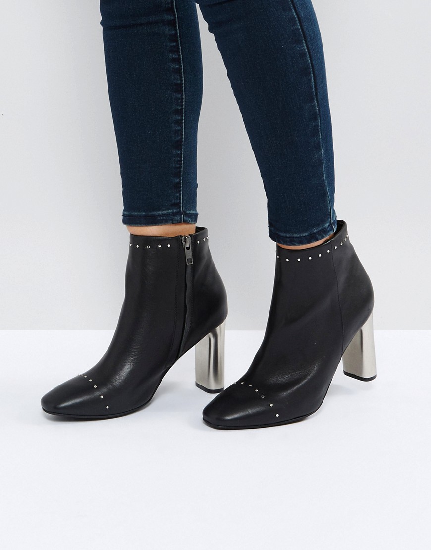 Sol Sana Alicia Black Studded Heeled Ankle Boots - Black