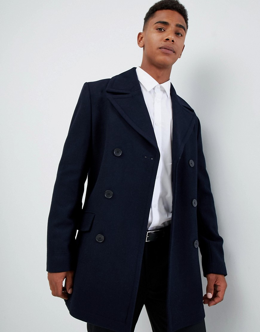 French Connection Wool Blend Double Breasted Pea Coat