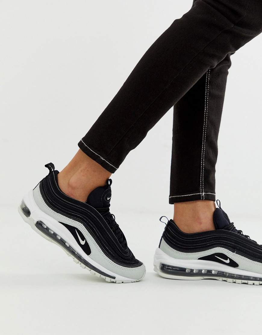 Nike Air Max 97 Premium trainers in black cracked leather