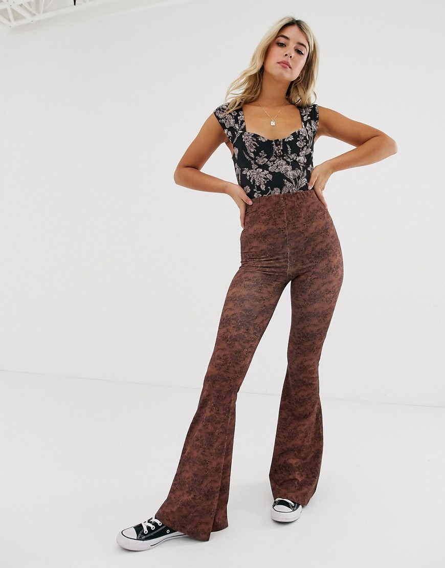 Free People Harper tile print flared trousers
