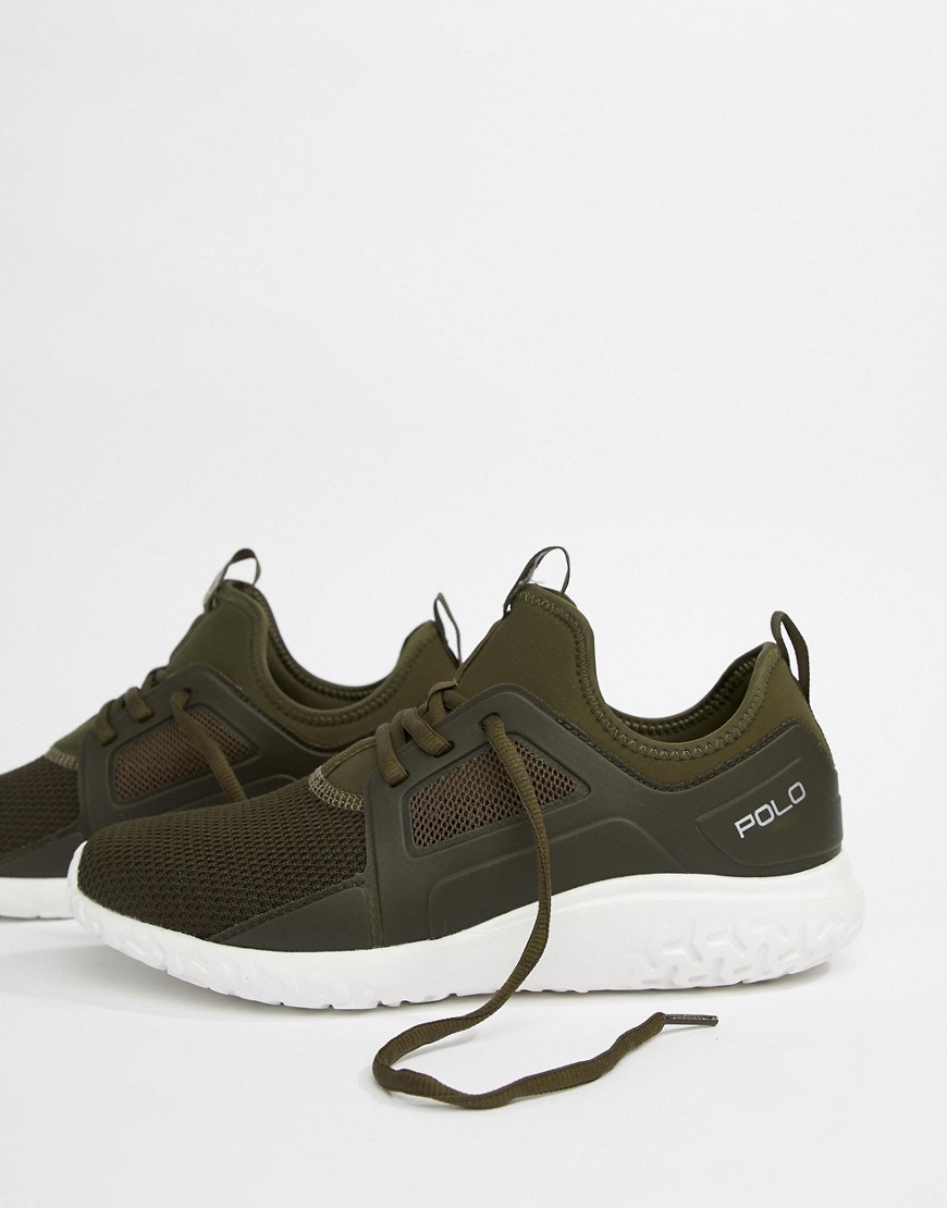 Polo Ralph Lauren Performance Train 150 Trainers Mesh Neoprene Mix in Olive Green - Olive green