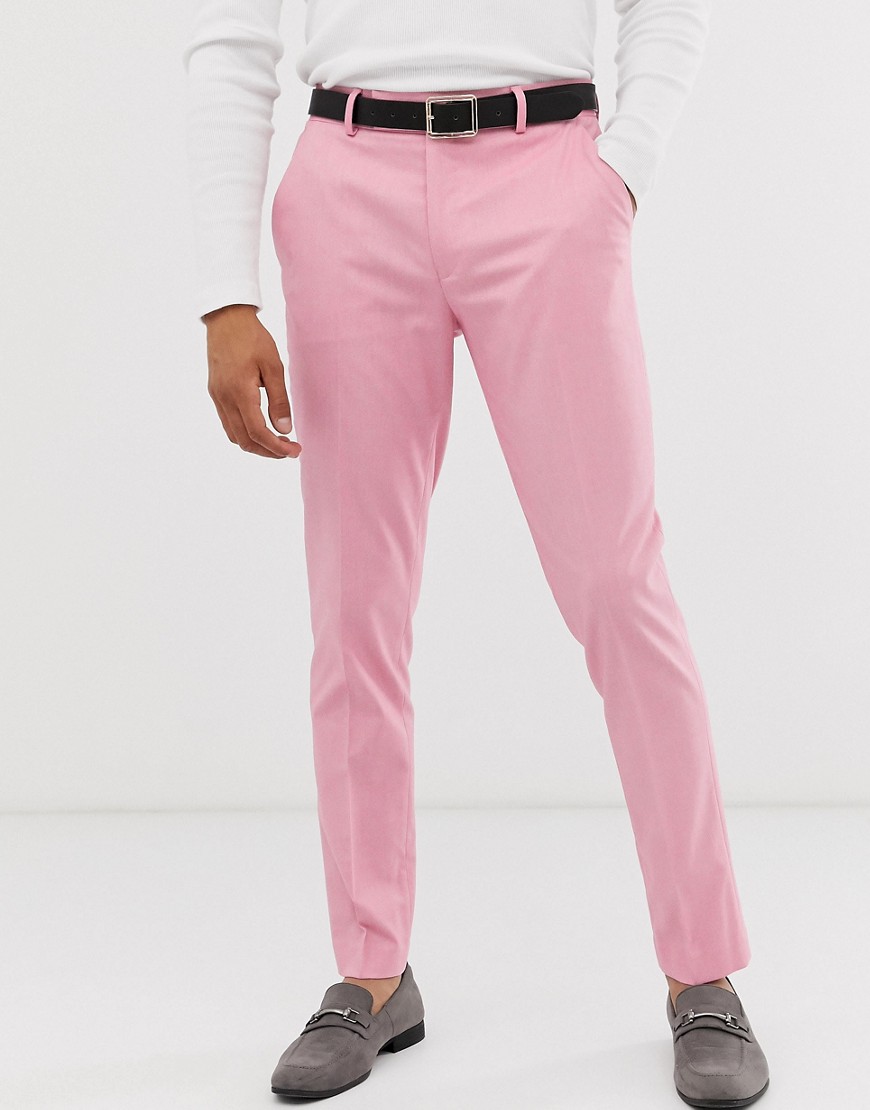 ASOS DESIGN skinny smart trousers in pink oxford