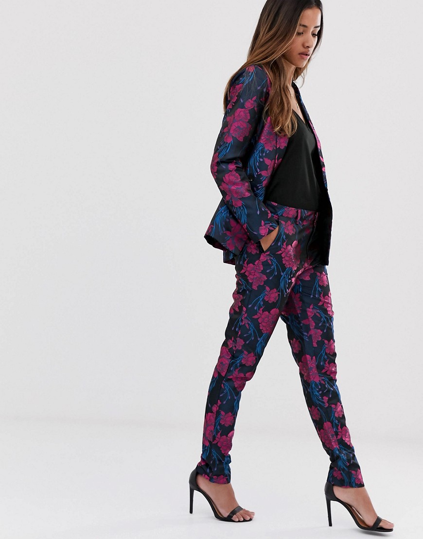 mByM metallic floral jacquard suit trousers