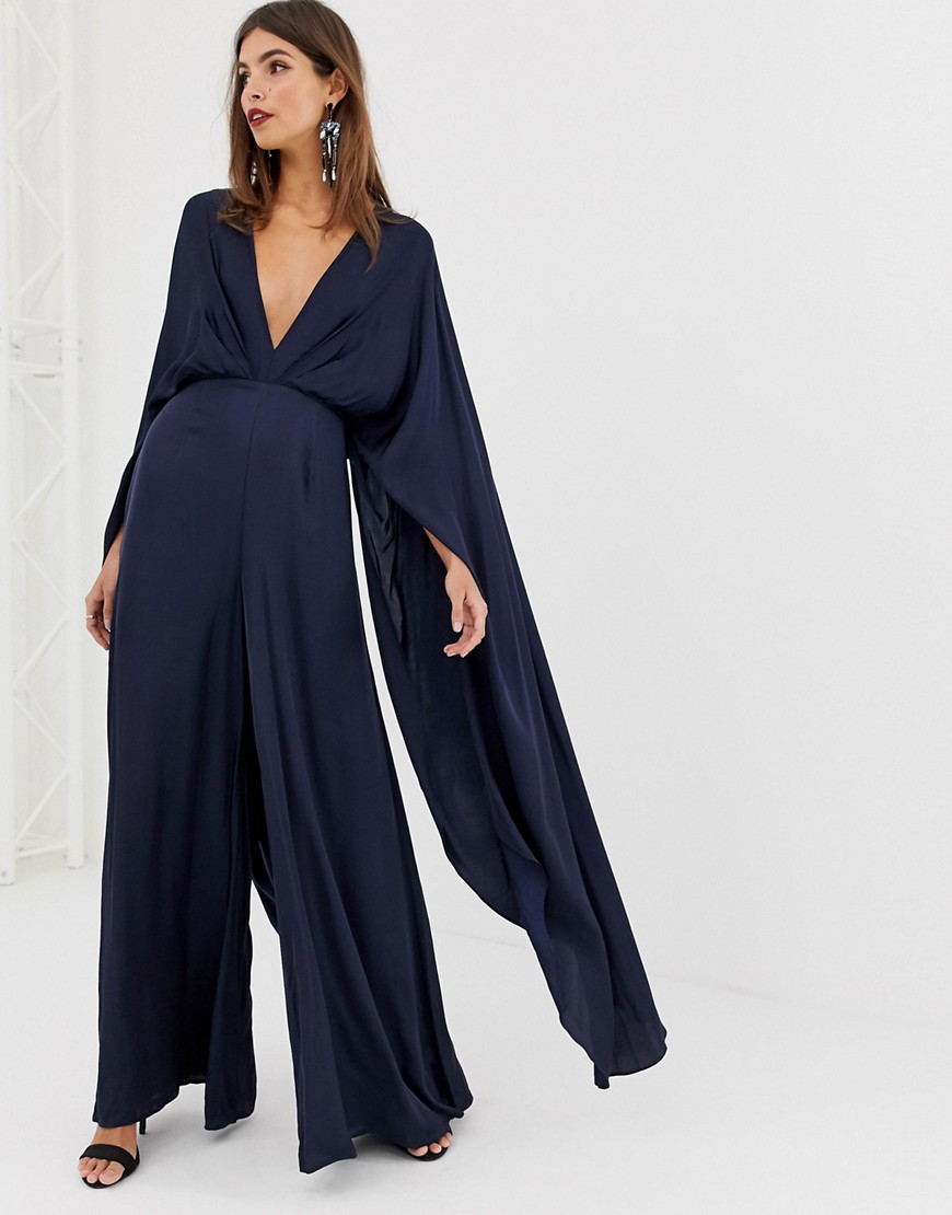 ASOS EDITION cape sleeve jumpsuit in satin