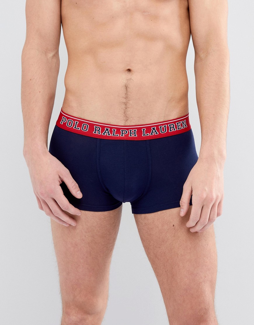 Polo Ralph Lauren Classic Trunks Contrast Player Logo & Waistband in Navy - Cruise navy/red