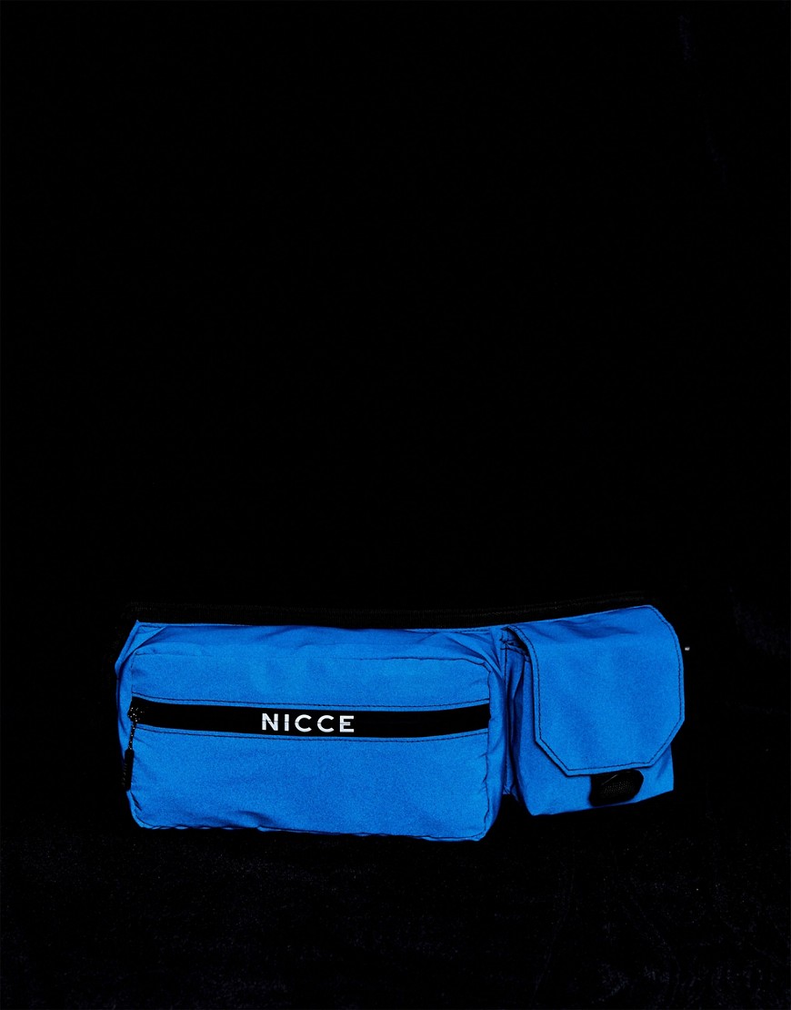 Nicce cross body bag in navy reflective