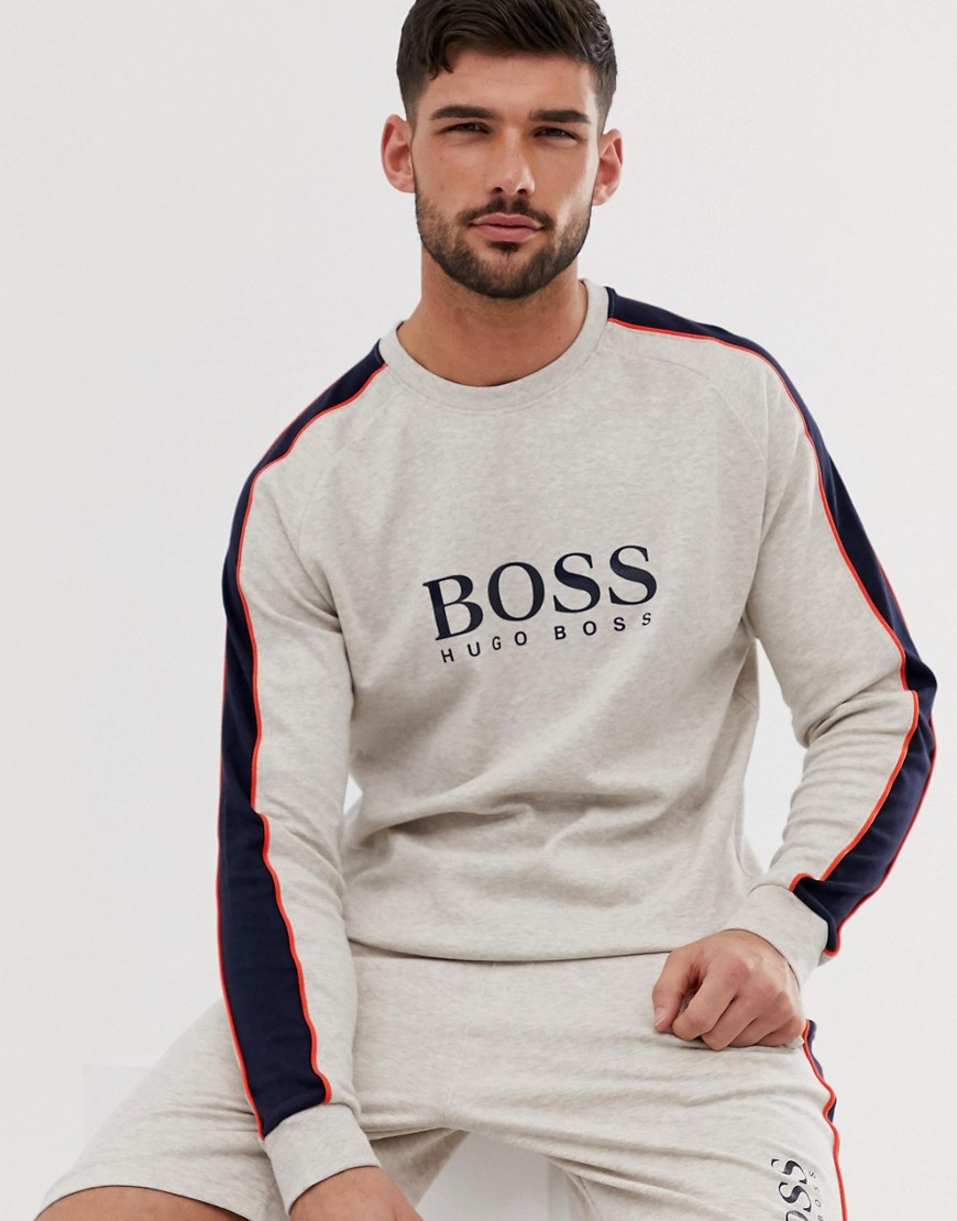 BOSS bodywear Contemporary logo crew neck sweat in grey