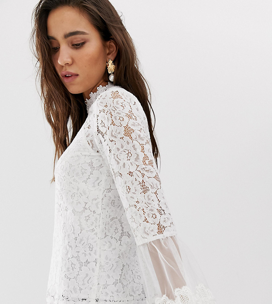 River Island lace blouse in white