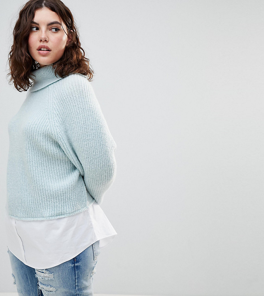 Urban Bliss Plus High Neck Knit with Shirting