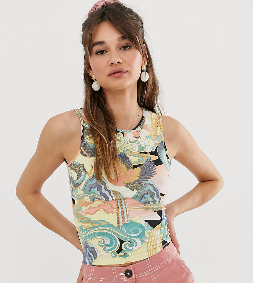 Monki singlet with abstract print in pink