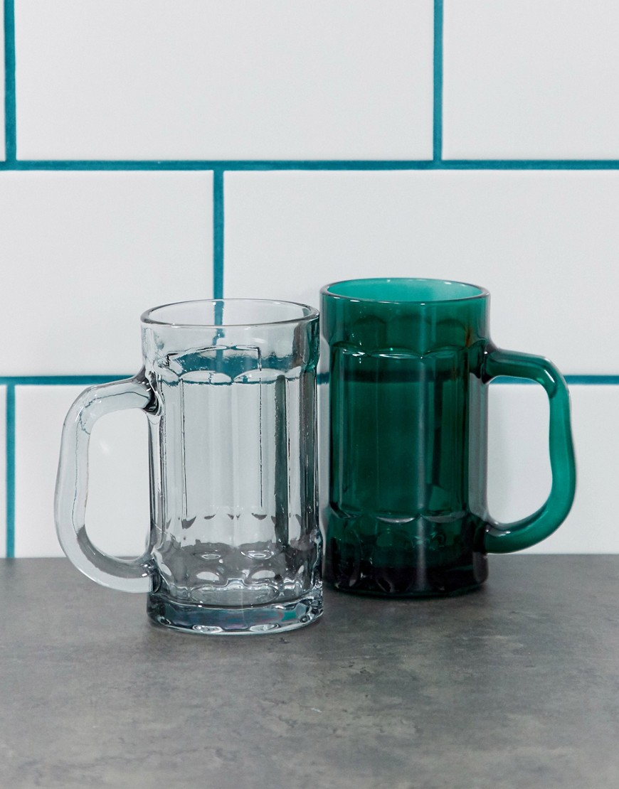 ASOS SUPPLY 2 pack tankard in green and grey