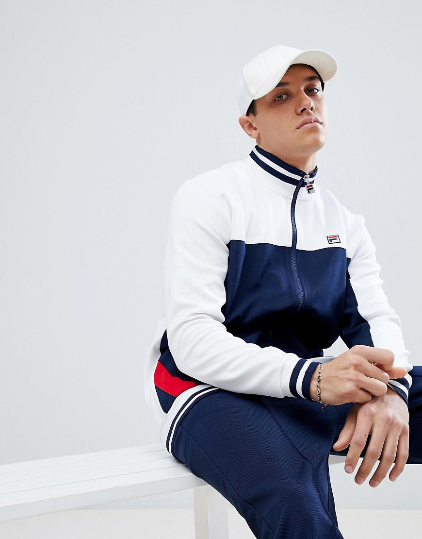 Fila Vintage Track Jacket With Panel In Navy - Navy