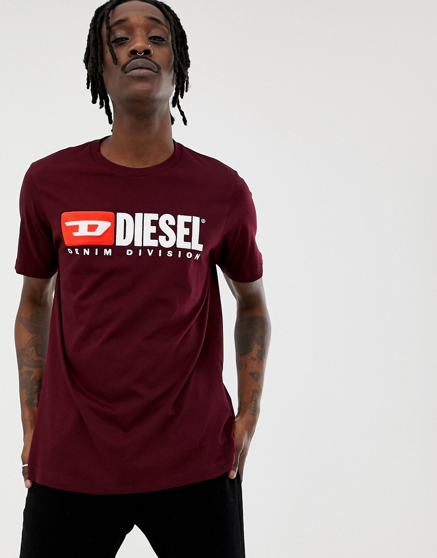 Diesel T-Just-Division industry logo t-shirt burgundy