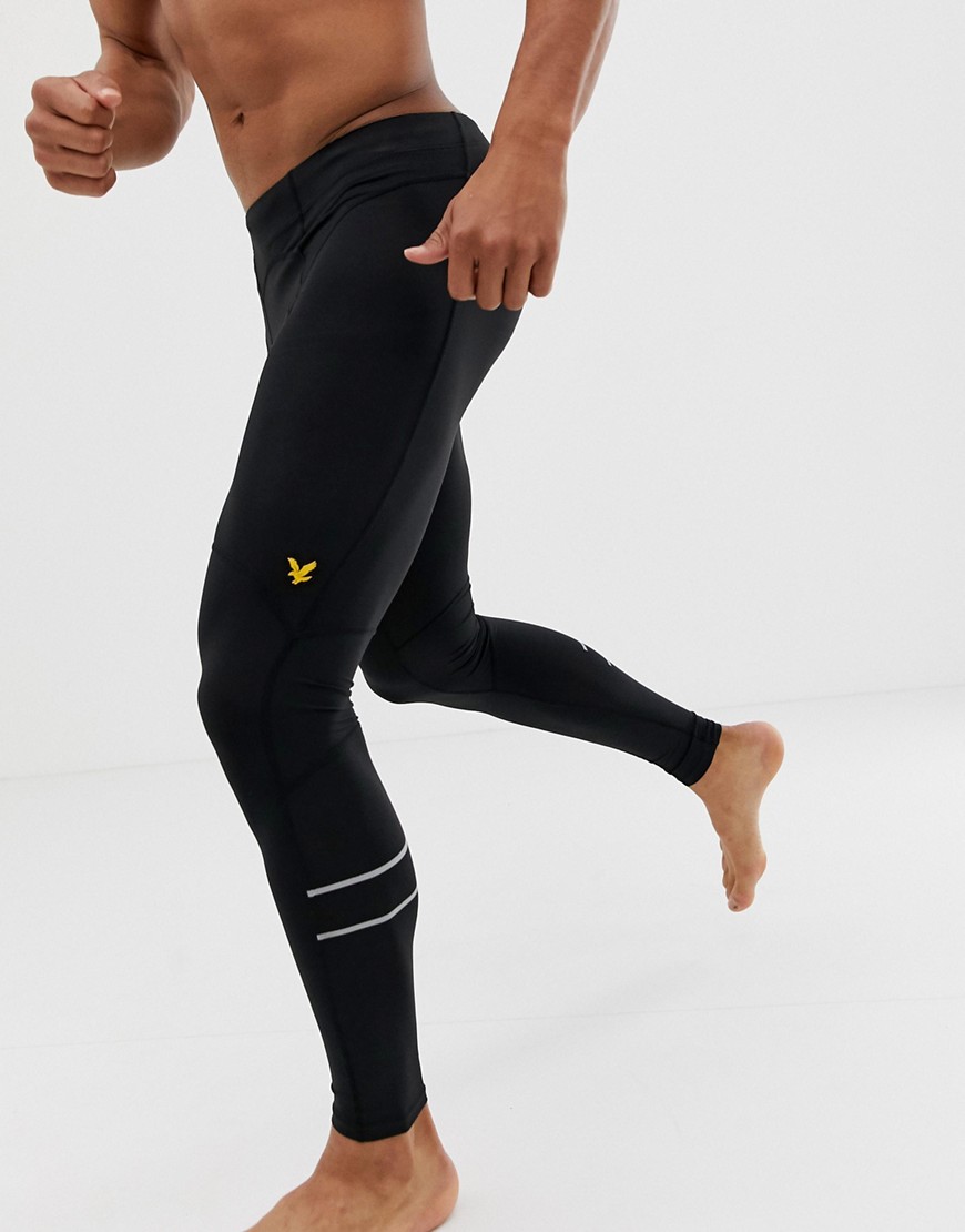 Lyle & Scott Fitness ultra tech run tight with reflective stripes in black