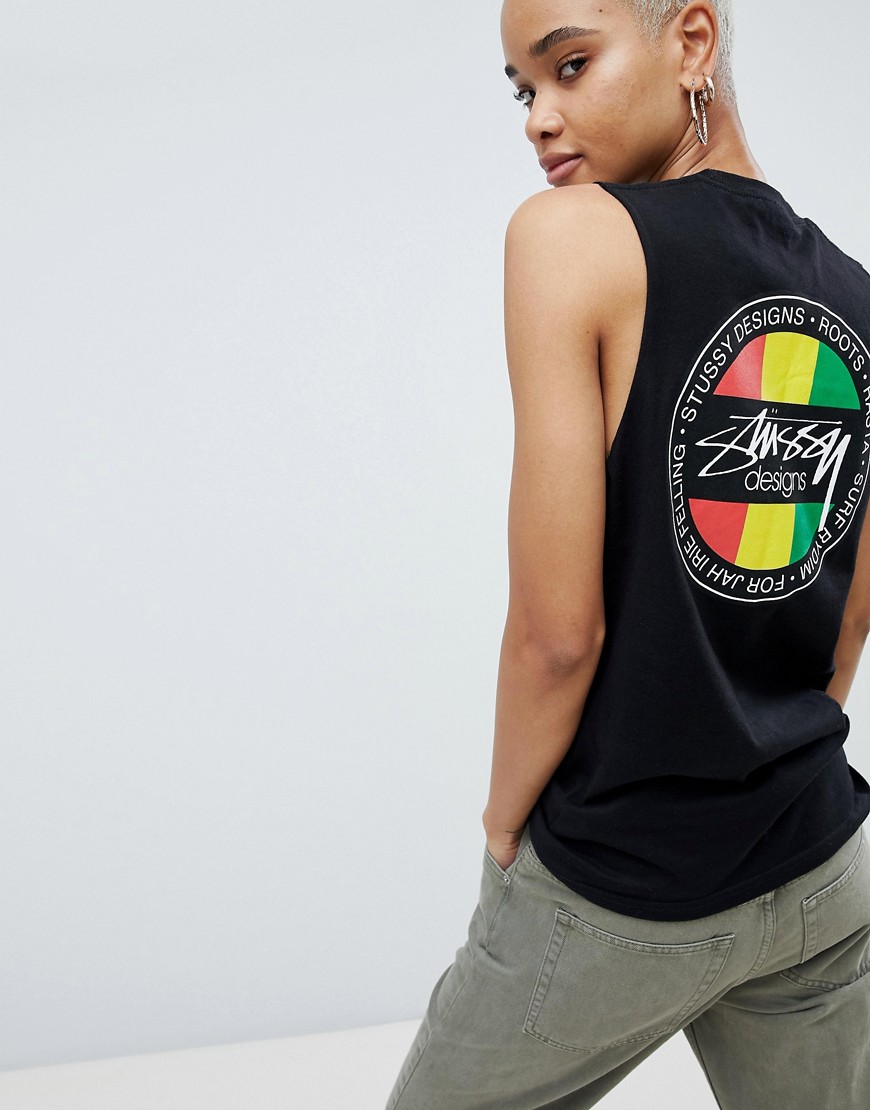 Stussy Vest With Reggae Logo Print - Black