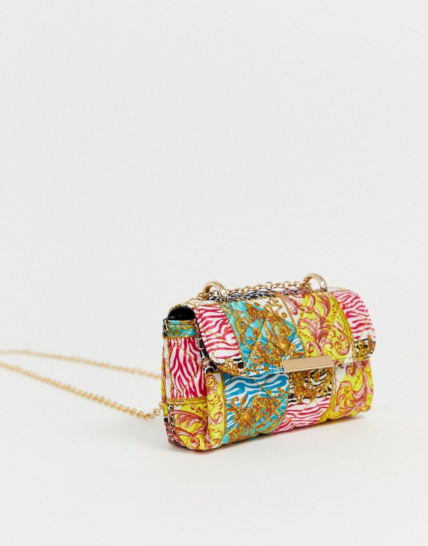 ASOS DESIGN mini quilted bag in tile scarf print