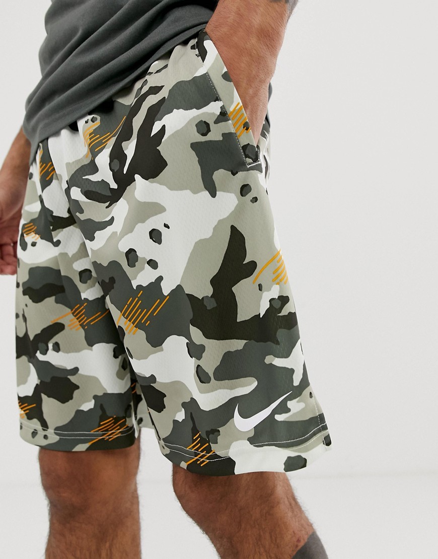 Nike Training dry camo shorts in khaki
