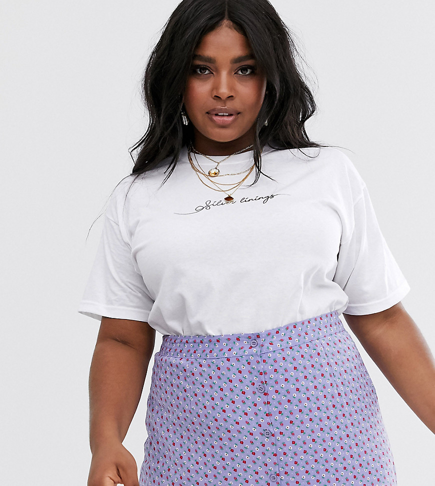 Daisy Street Plus relaxed t-shirt with silver linings print