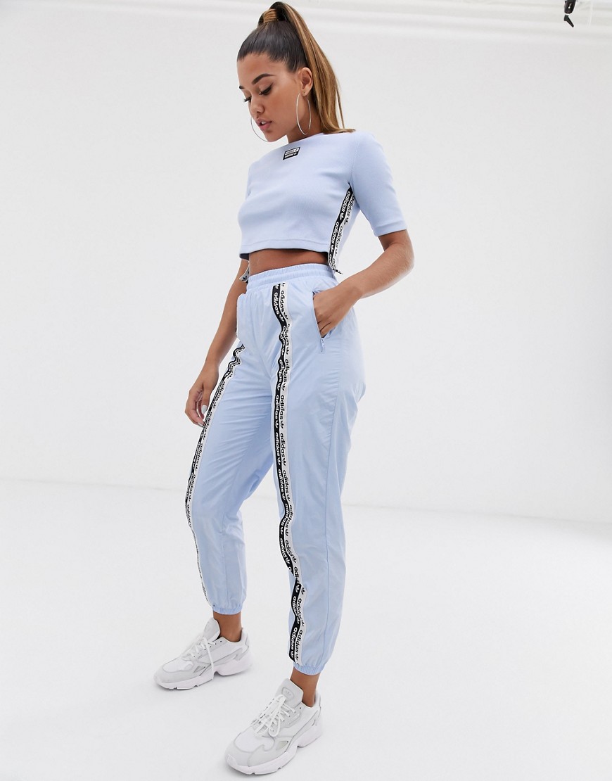 adidas Originals RYV taping high waist jogger in periwinkle blue