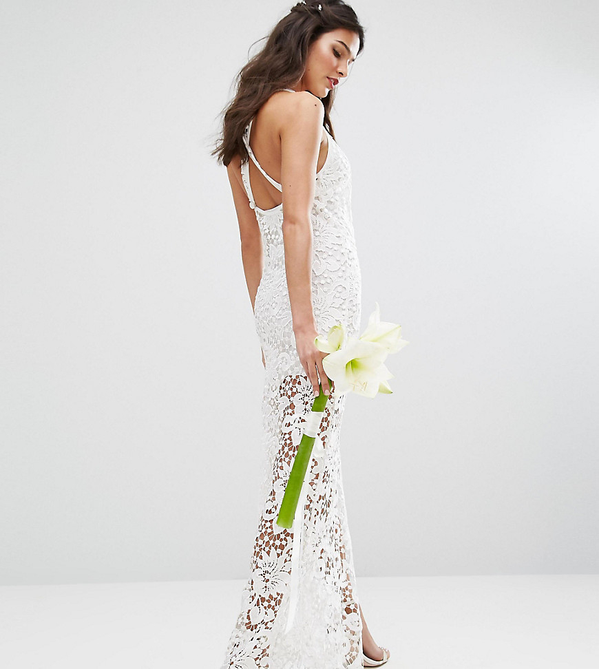 Bodyfrock Bridal Crochet Maxi Dress with Cross Back - Ivory