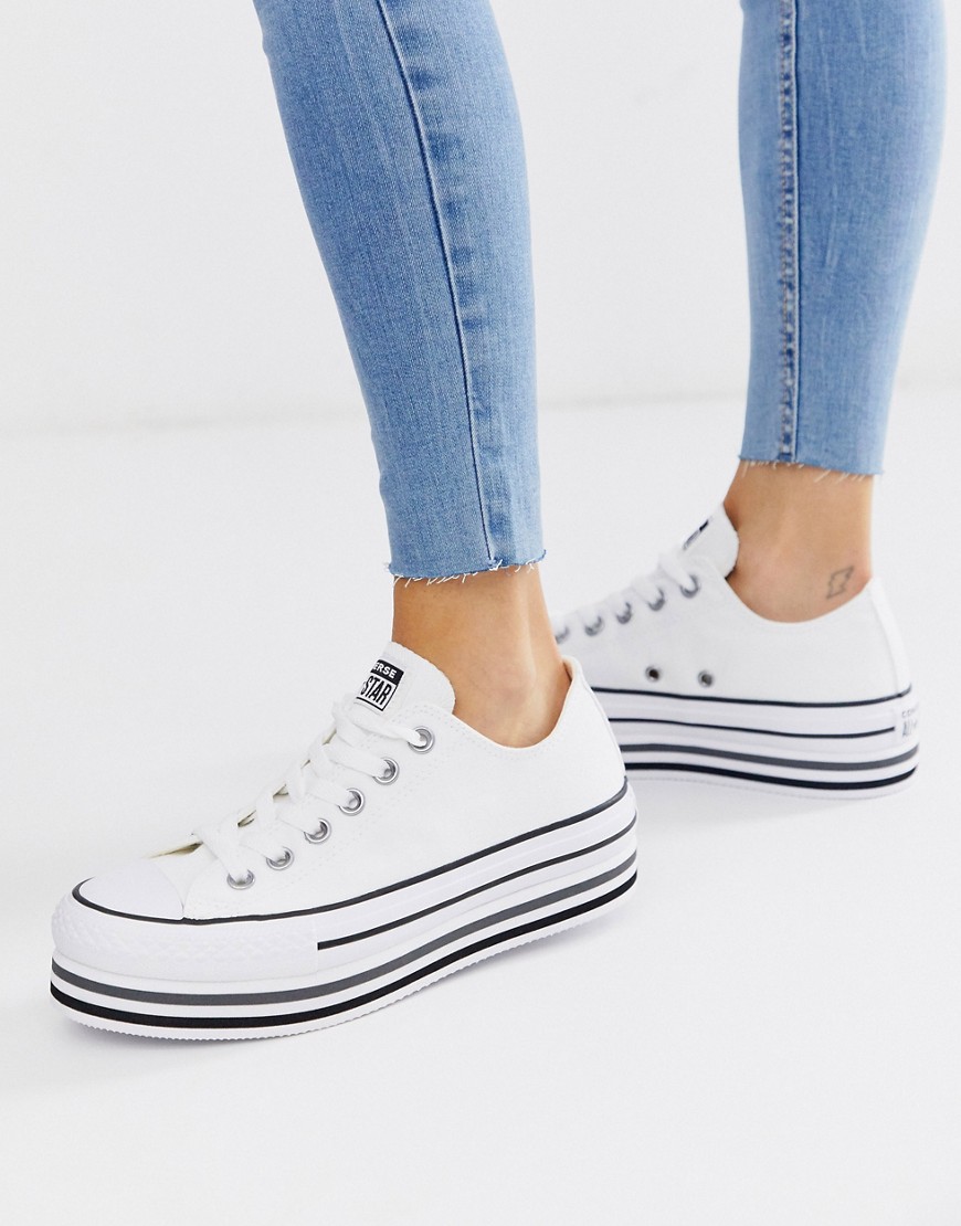 Converse Chuck Taylor Ox All Star platform layer trainers In white