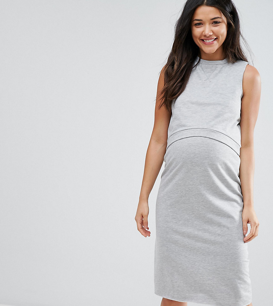 ASOS Maternity NURSING Double Layer Sweat Dress - Grey