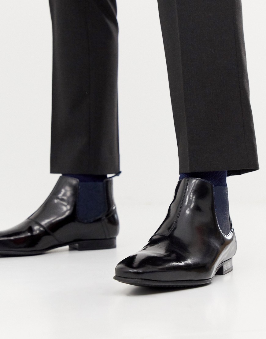 Ted Baker Lameth chelsea boots in black high shine - Black