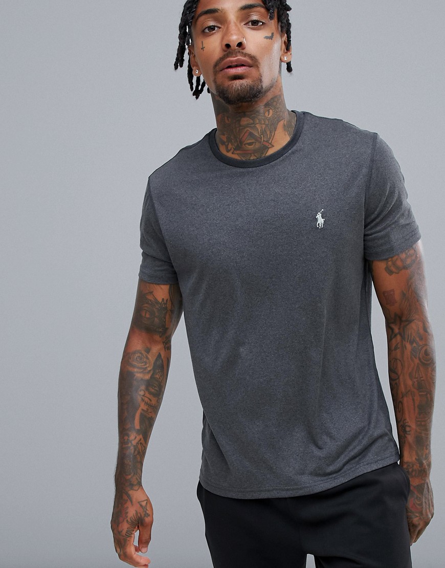 Polo Ralph Lauren performance quick dry t-shirt with player logo in charcoal marl