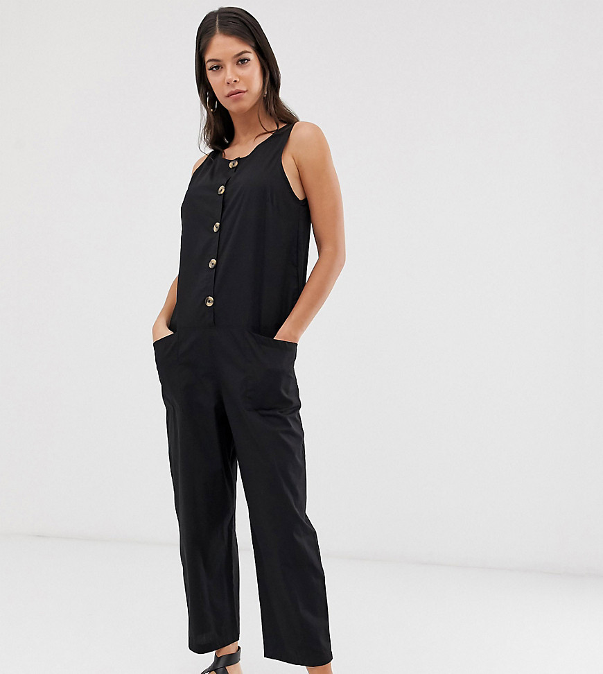 ASOS DESIGN tall sleeveless button front boilersuit