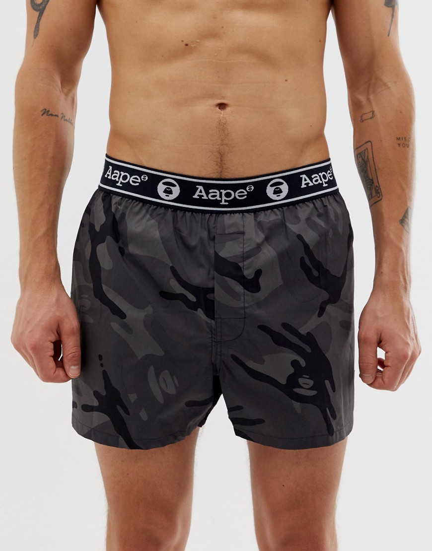 AAPE By A Bathing Ape camo boxer short in black