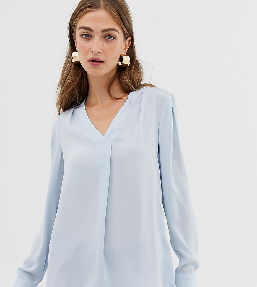 Warehouse blouse with v-neck in light blue