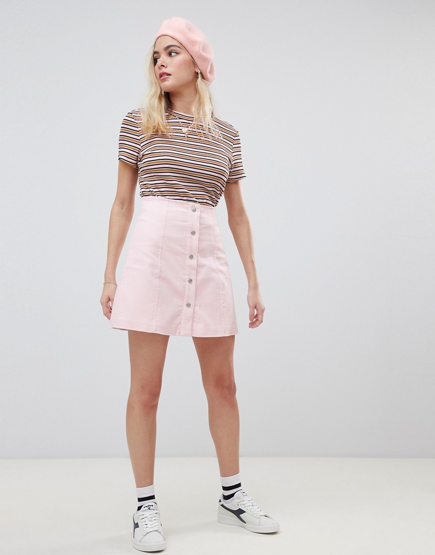 Glamorous a-line core mini skirt with button front