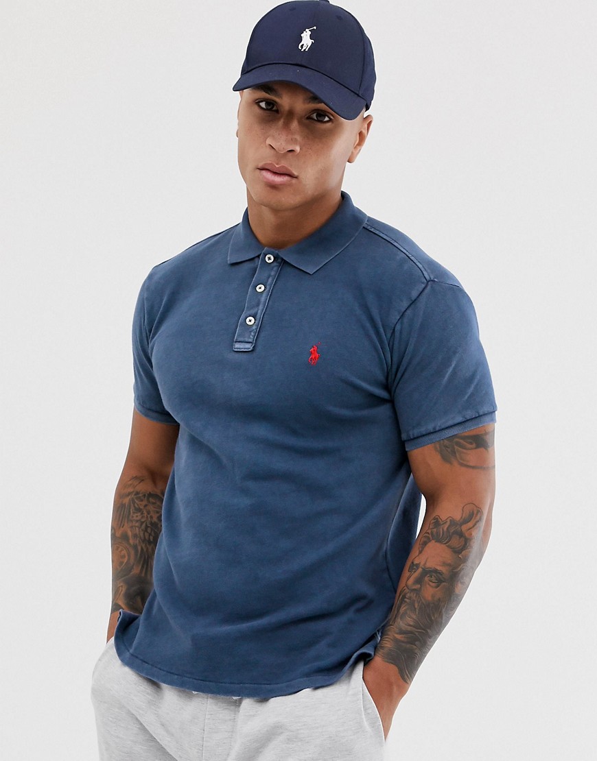 Polo Ralph Lauren player logo towelling polo in navy
