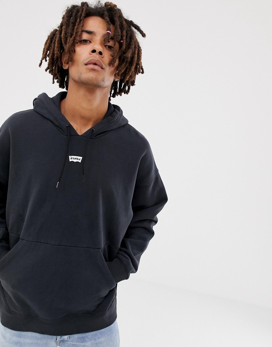Levi's Line 8 oversized small reverse batwing logo hoodie in black
