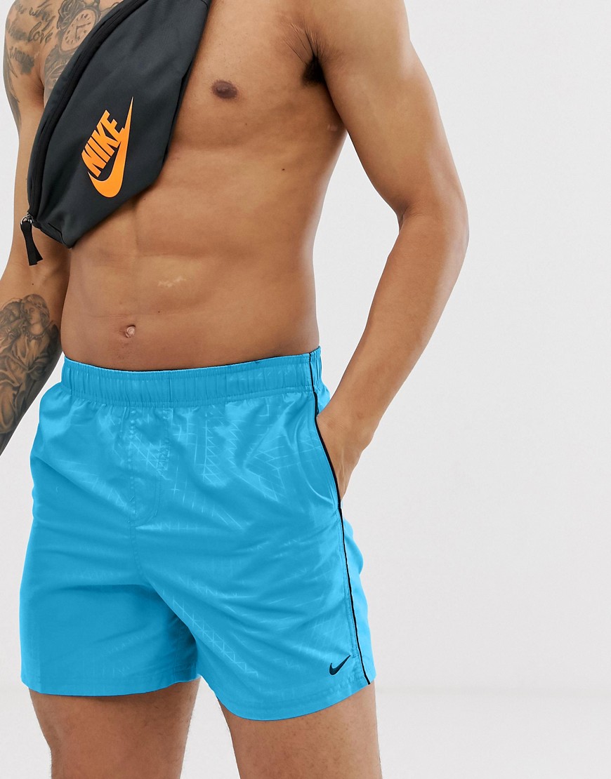 Nike super short printed swim shorts in blue NESS9506-430