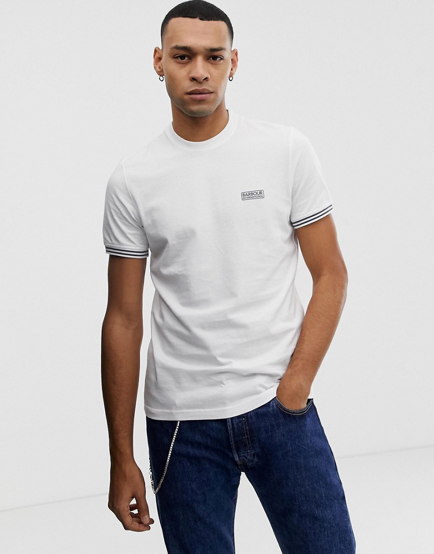 Barbour International tipped sleeve t-shirt in white