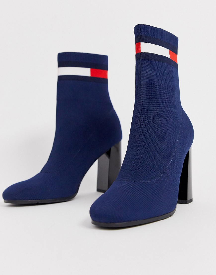 Tommy Jeans flag logo sock boot heels
